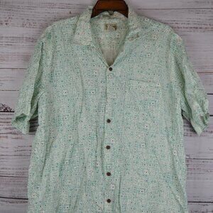 LL Bean Shirt Mens Large 261082 Hawaiian Button Up Short Sleeve 100% Cotton GUC